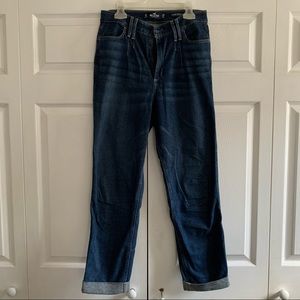 Dark Blue Straight Leg Mom Jeans